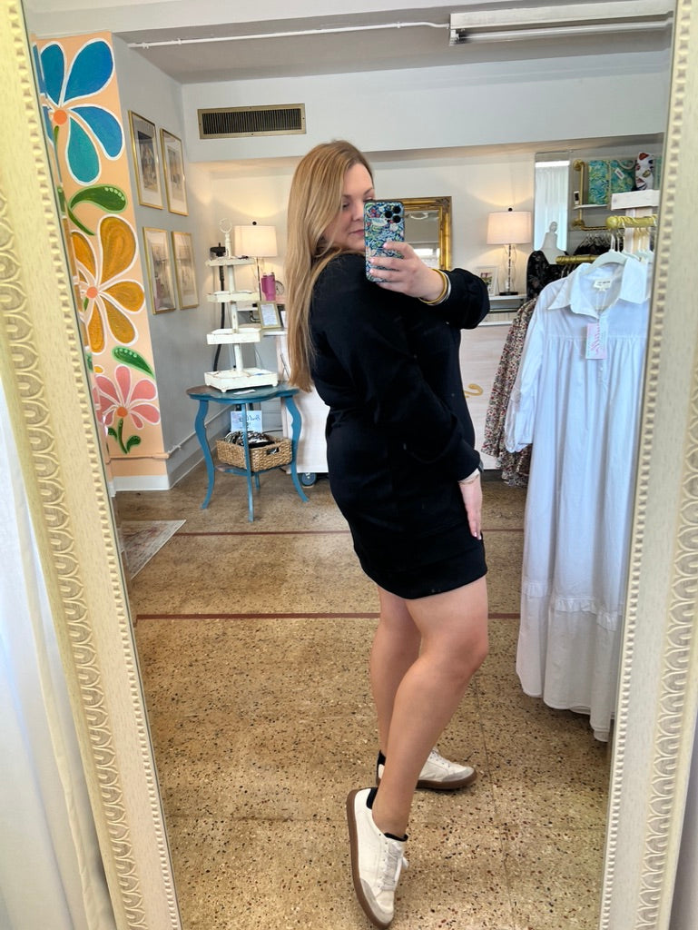 Half Zip Dress-Black