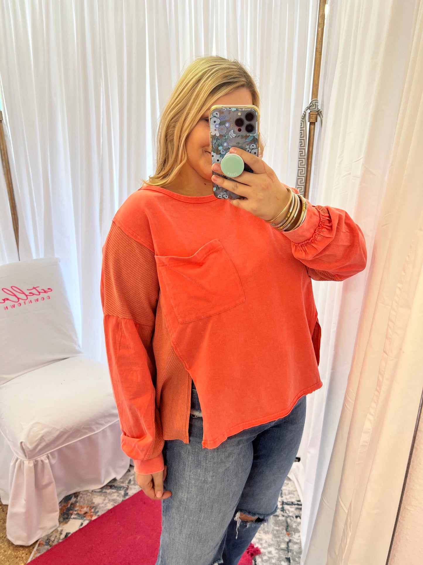 Coral Pocket Top