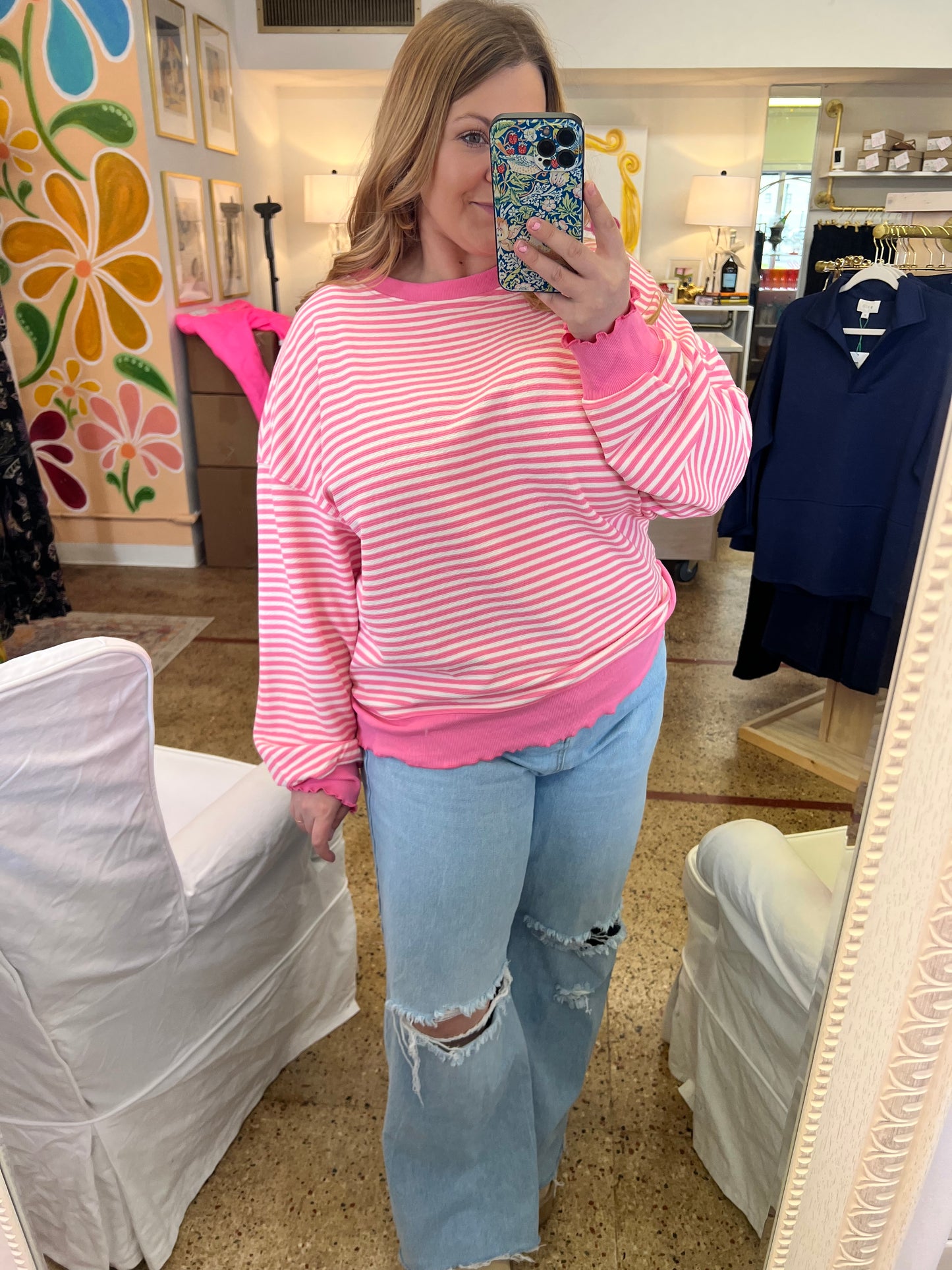 Pink Stripe Casual Top