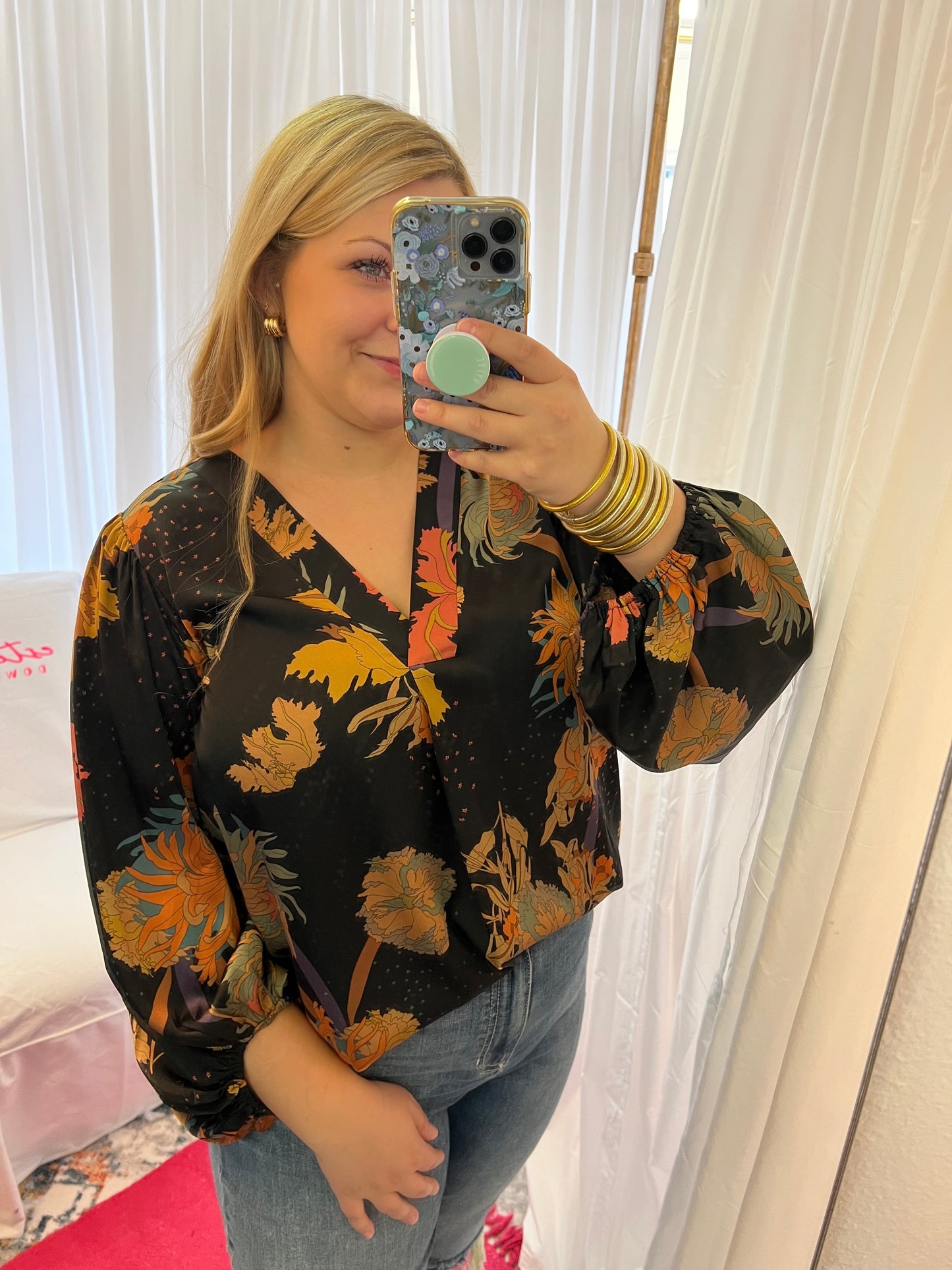 Satin Floral Blouse