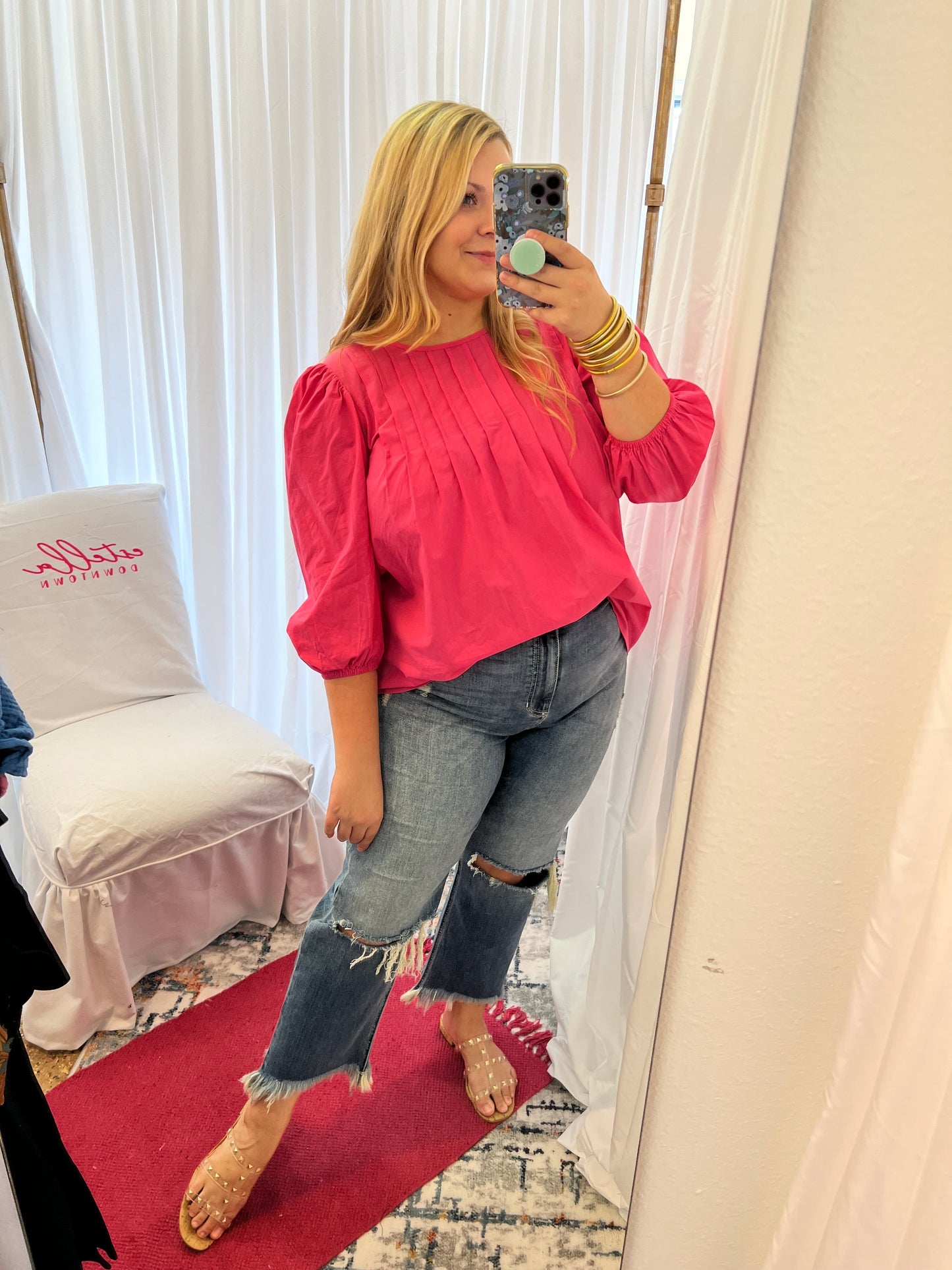 Azalea Pink Pintuck Blouse